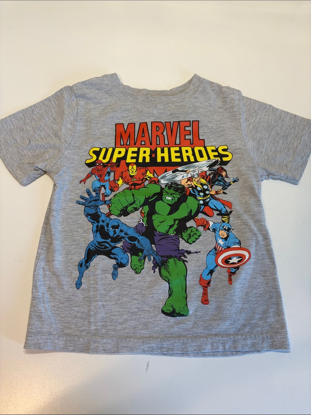 Marvel Super-Heroes Graphic Tee — Gray with Green Hulk